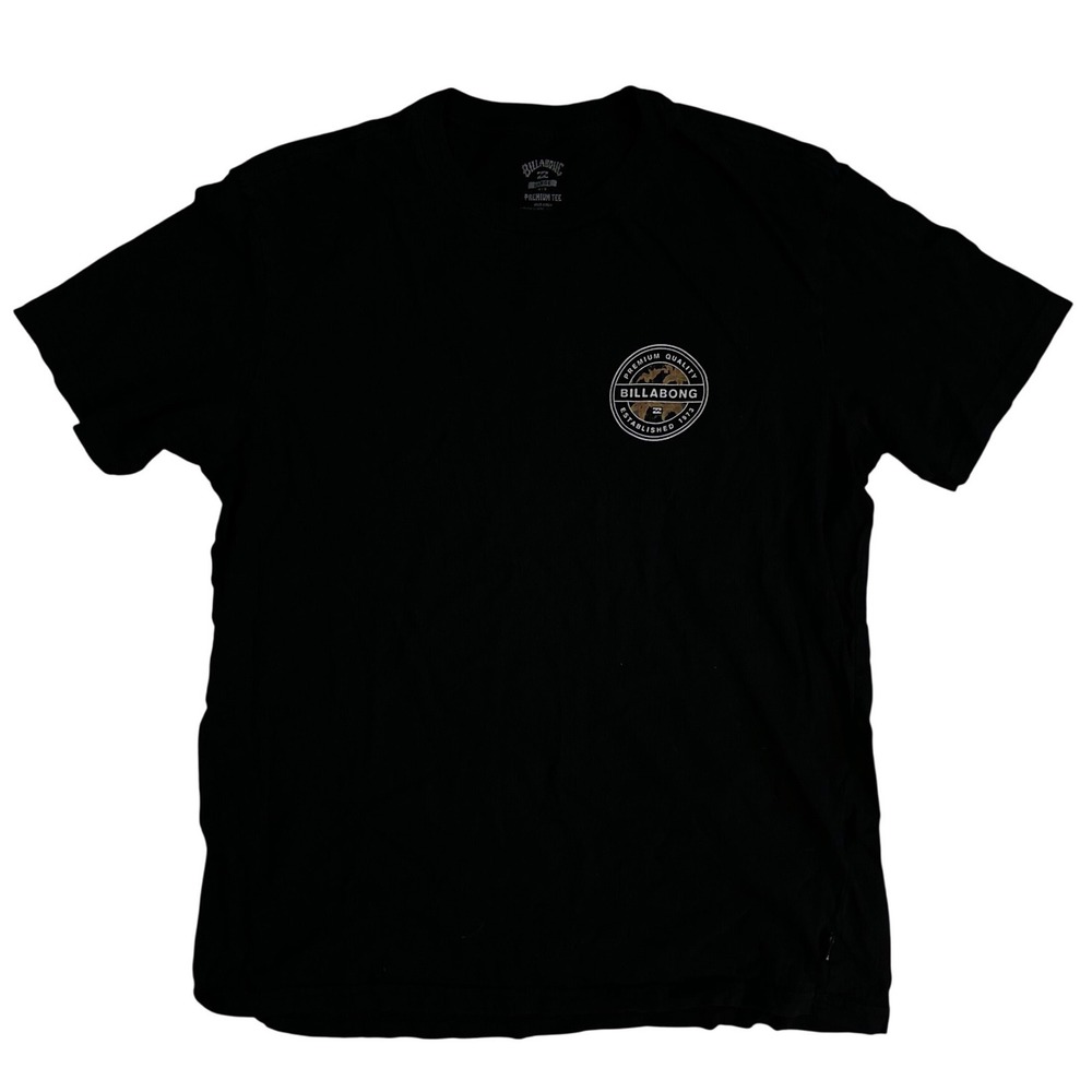 Billabong Premium Tee Black Graphic Short Sleeve Cotton T-Shirt Large